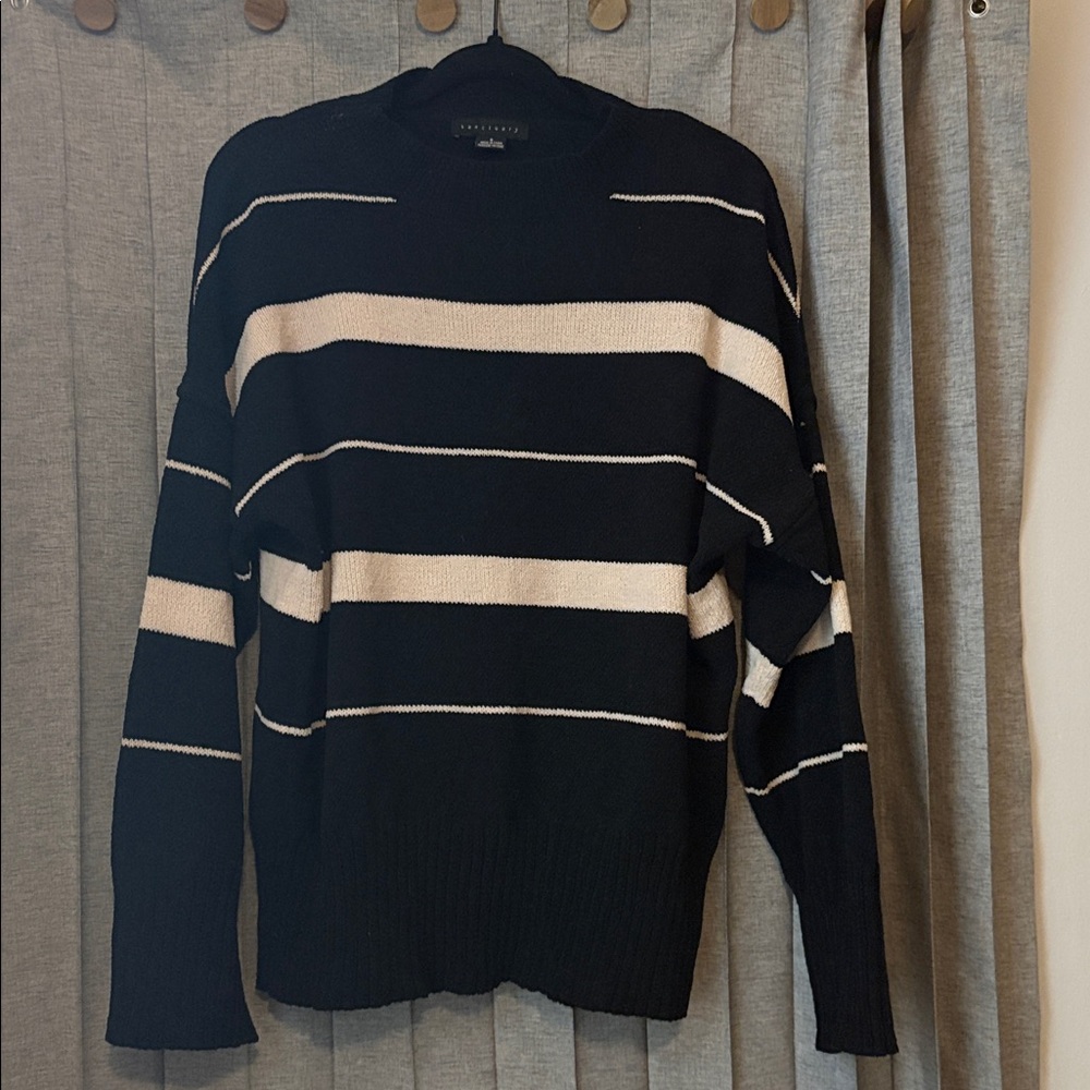 SanctuaryNWOT   Black and Cream Striped Crewneck Sweater
